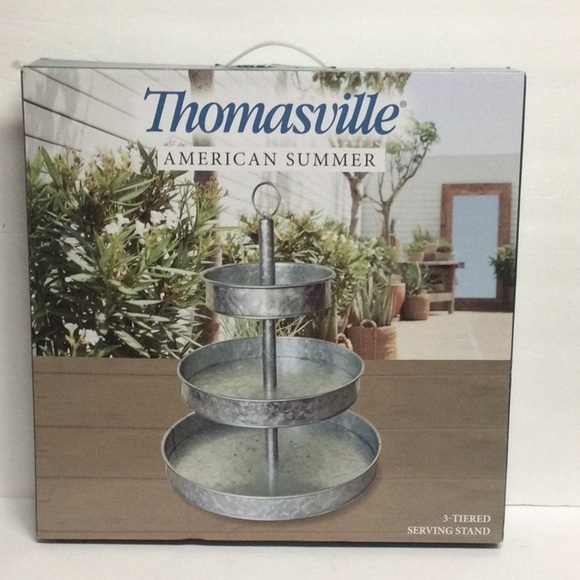 Thomasville American Summer 3 Tiered Galvanize Serving Stand NEW - Picture 1 of 3